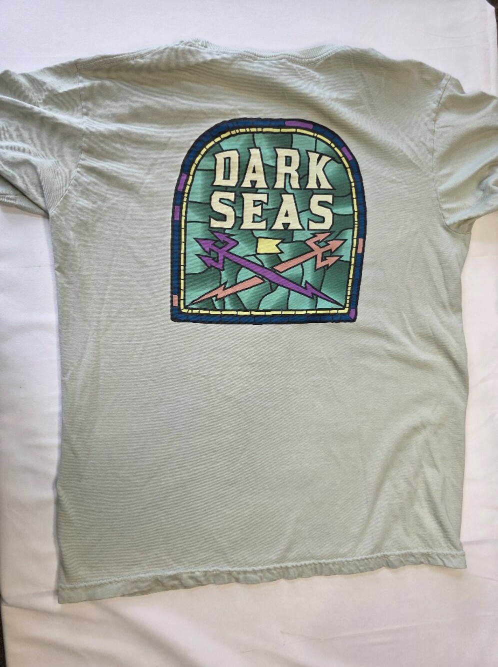 Dark Seas Division Graphic T-Shirt Men’s L Sage Green Trident Surf Skate Tee